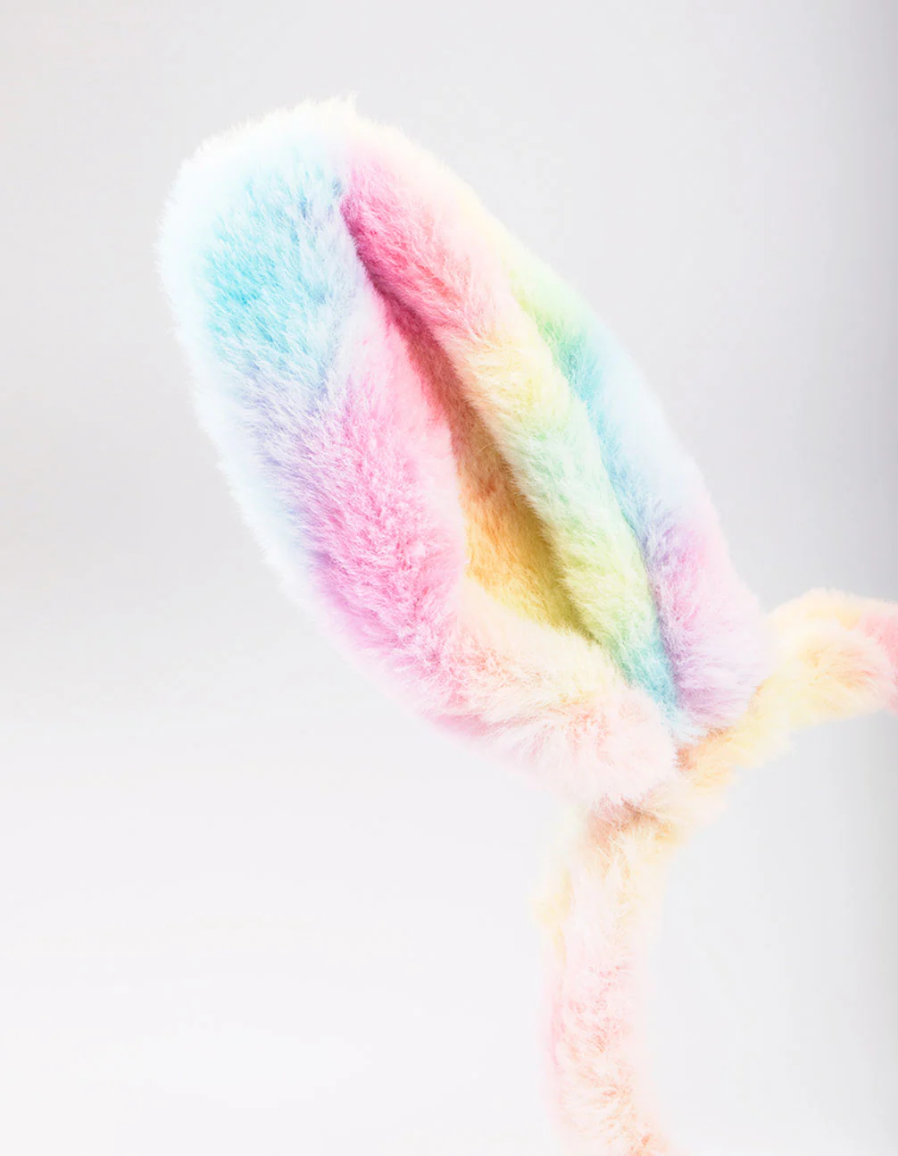Kids Fabric Fluffy Rainbow Bunny Ear Headband - Image 3
