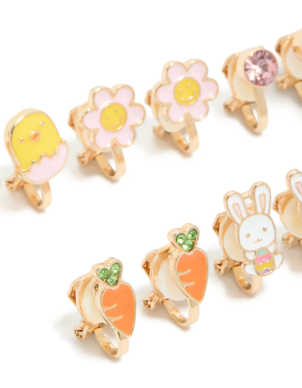 Kids Gold Bunny & Chick Clip-On Earrings 5-Pack - Image 2