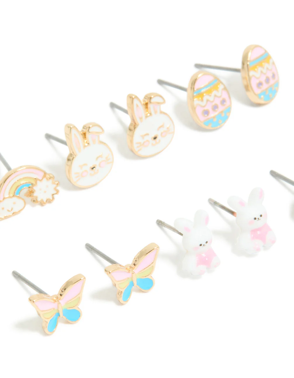 Kids Gold Bunny & Chick Earrings 6-Pack - Image 2