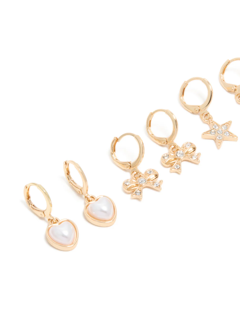 Kids Gold Diamante Butterfly Huggie Earrings 4-Pack - Image 2