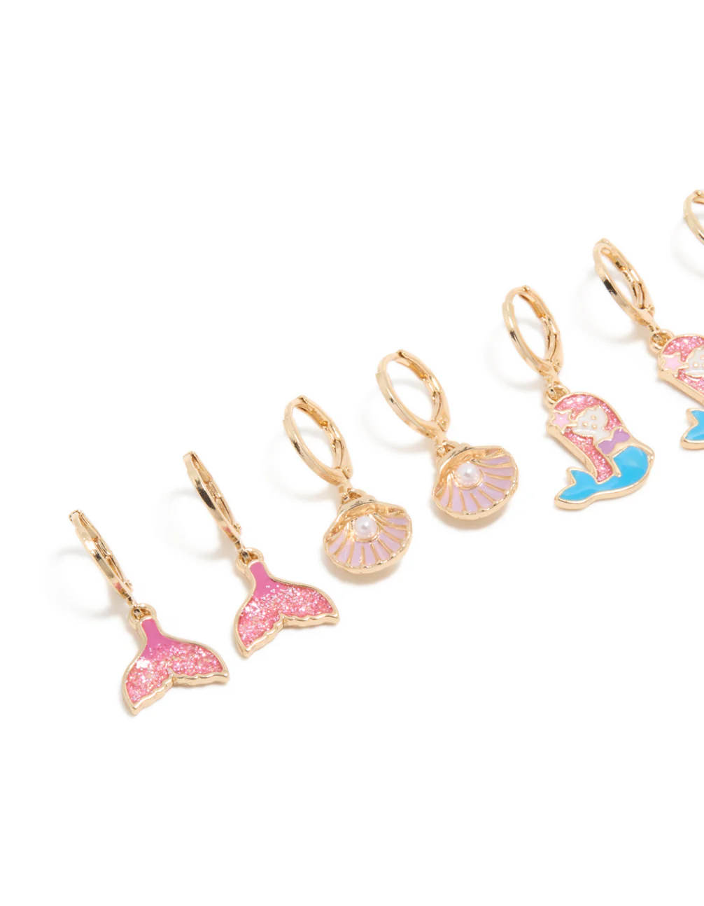 Kids Gold Mermaid Huggie Earrings 4-Pack - Image 2