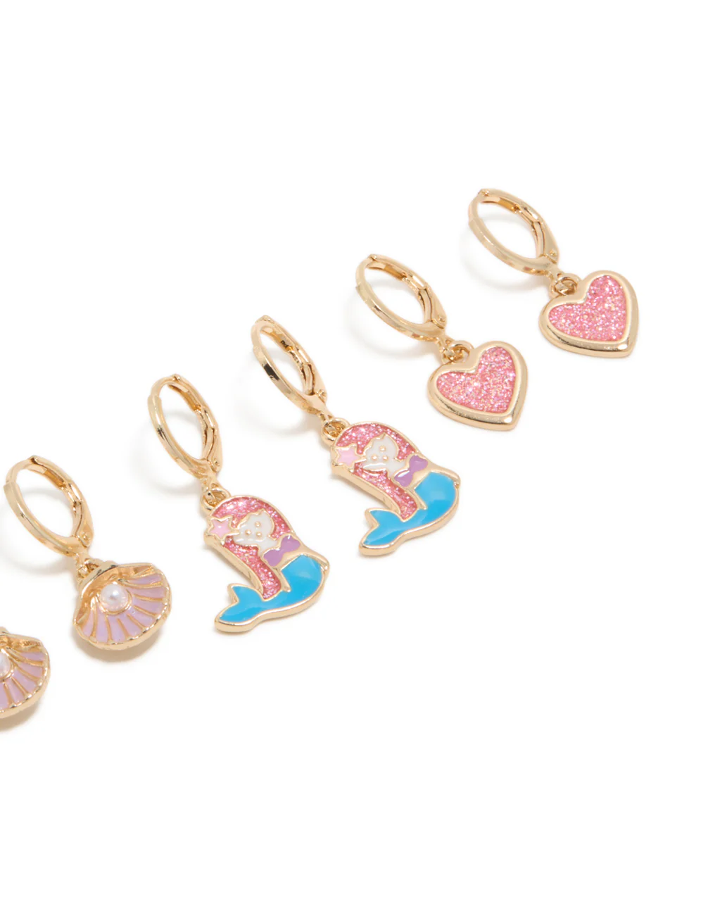 Kids Gold Mermaid Huggie Earrings 4-Pack - Image 3