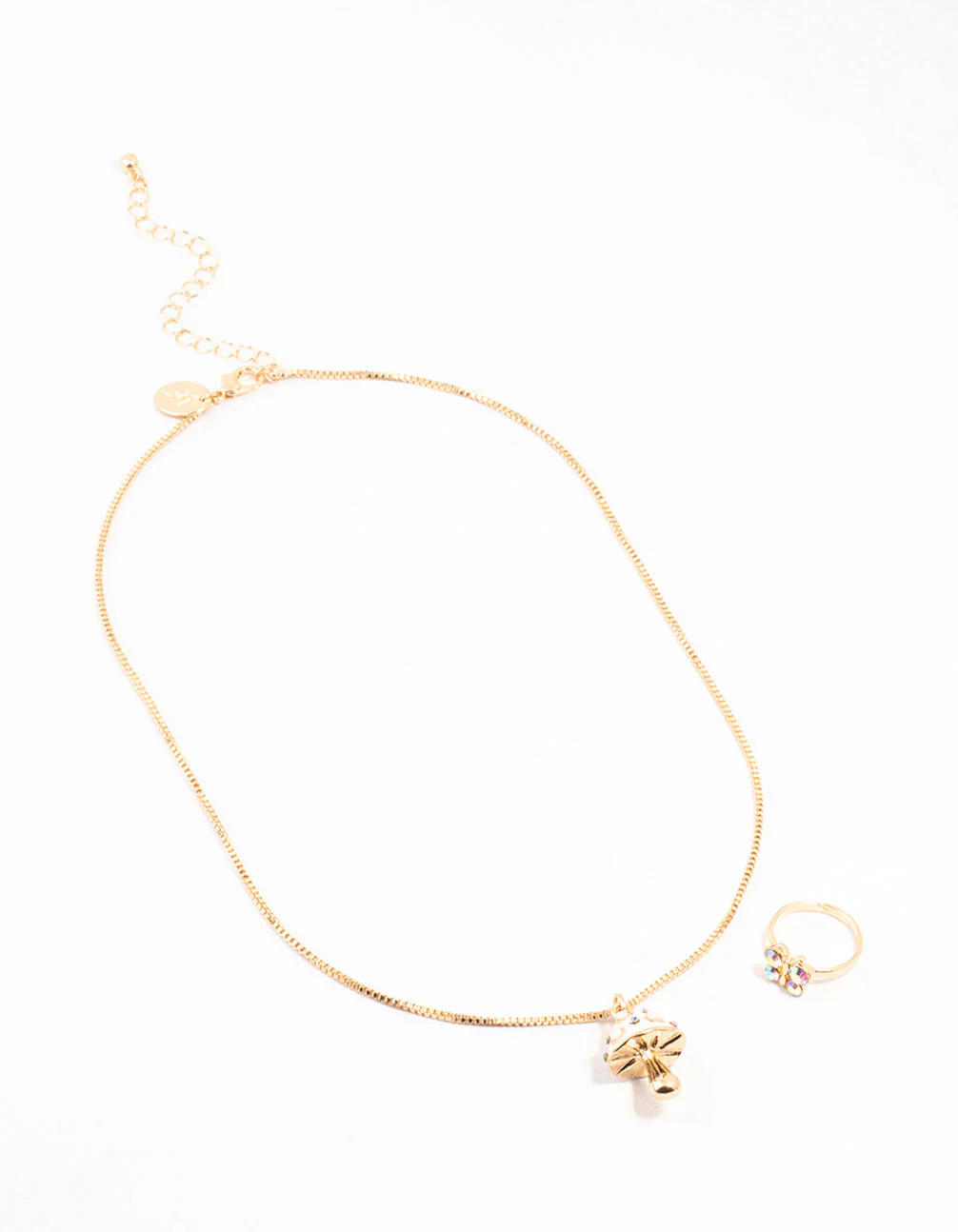 Kids Gold Mushroom Necklace & Ring Pack - Image 2