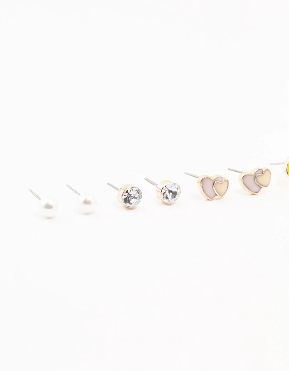 Kids Gold Pastel Unicorn Stud & Rainbow & Heart Earrings Pack - Image 2