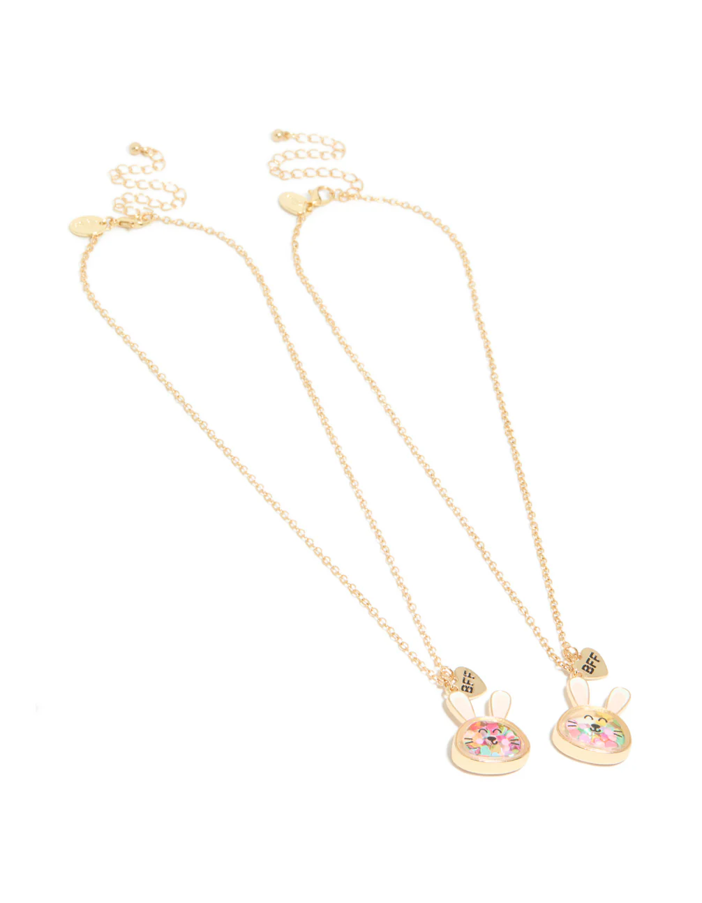 Kids Gold Shaker Bunny Best Friends Necklaces 2-Pack - Image 2