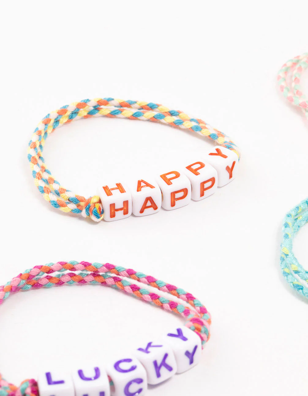 Kids Multicoloured Cord Beaded Bracelet Pack - Image 2