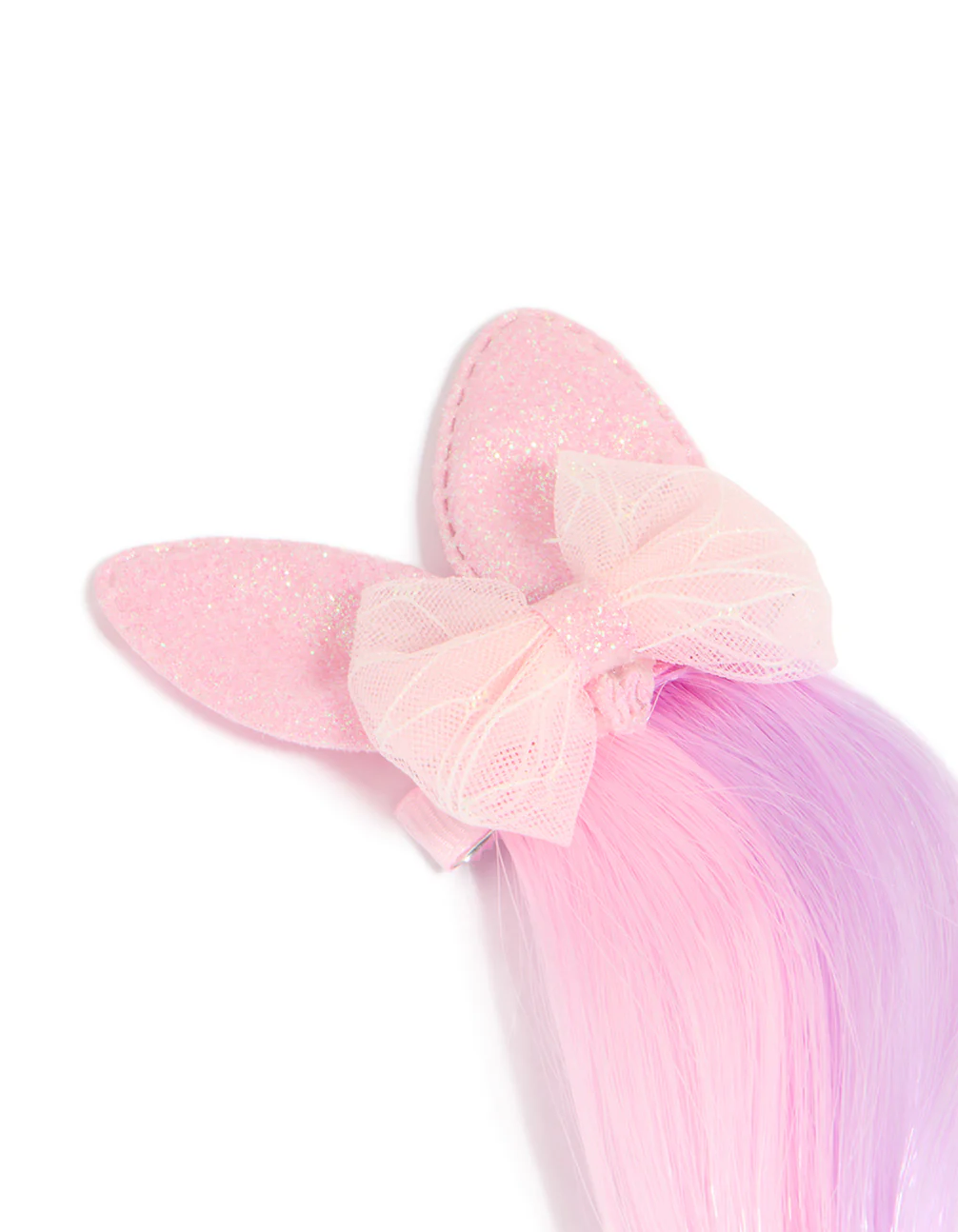 Kids Pastel Faux Hair & Bunny Bow Hair Clip - Image 2