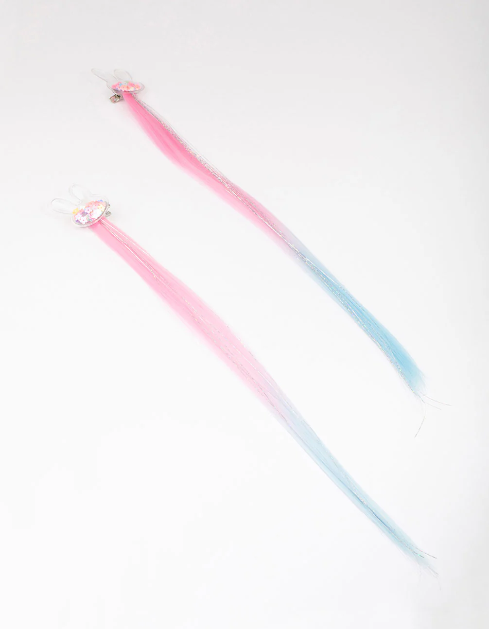 Kids Pink & Blue Bunny Hair Extension Clip - Image 2