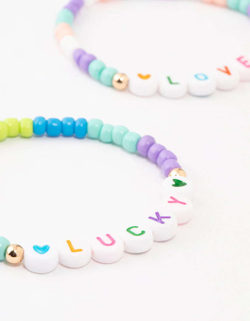 Kids Rainbow Beaded Stretch Bracelet Pack - Image 3
