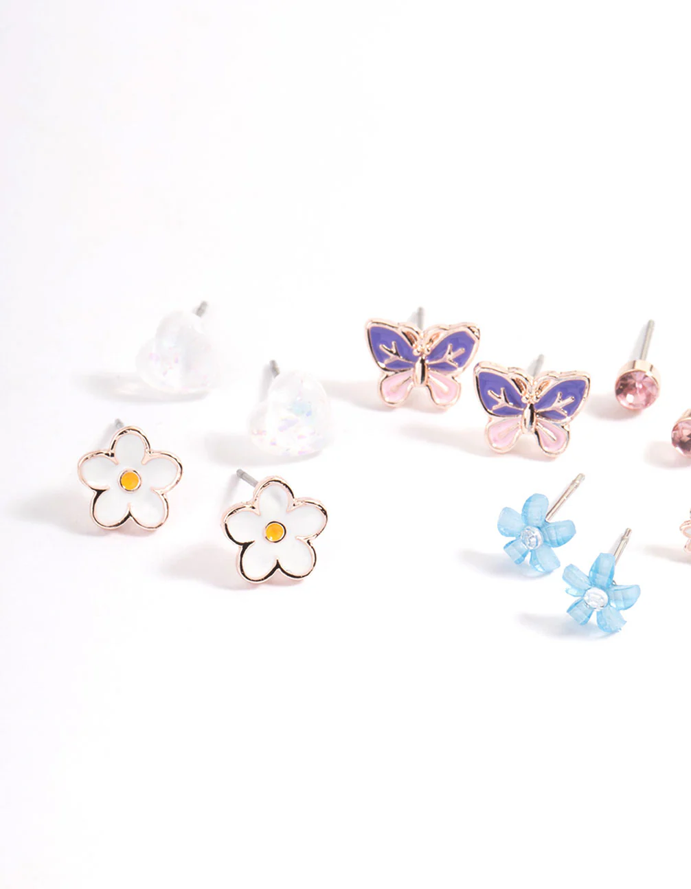 Kids Flower Rainbow Stud Earrings 6-Pack - Image 2