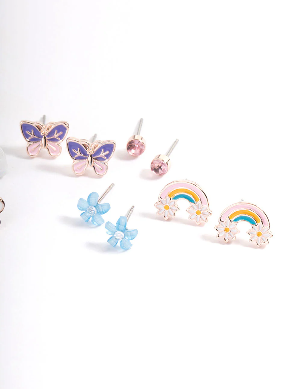 Kids Flower Rainbow Stud Earrings 6-Pack - Image 3