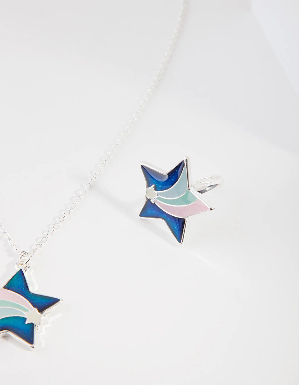 Kids Silver Star Mood Ring & Necklace - Image 3