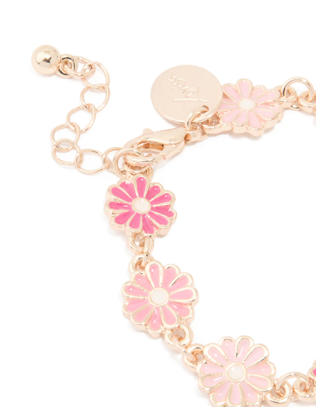 Kids Rose Gold Pink Detailed Daisy Flower Bracelet - Image 3