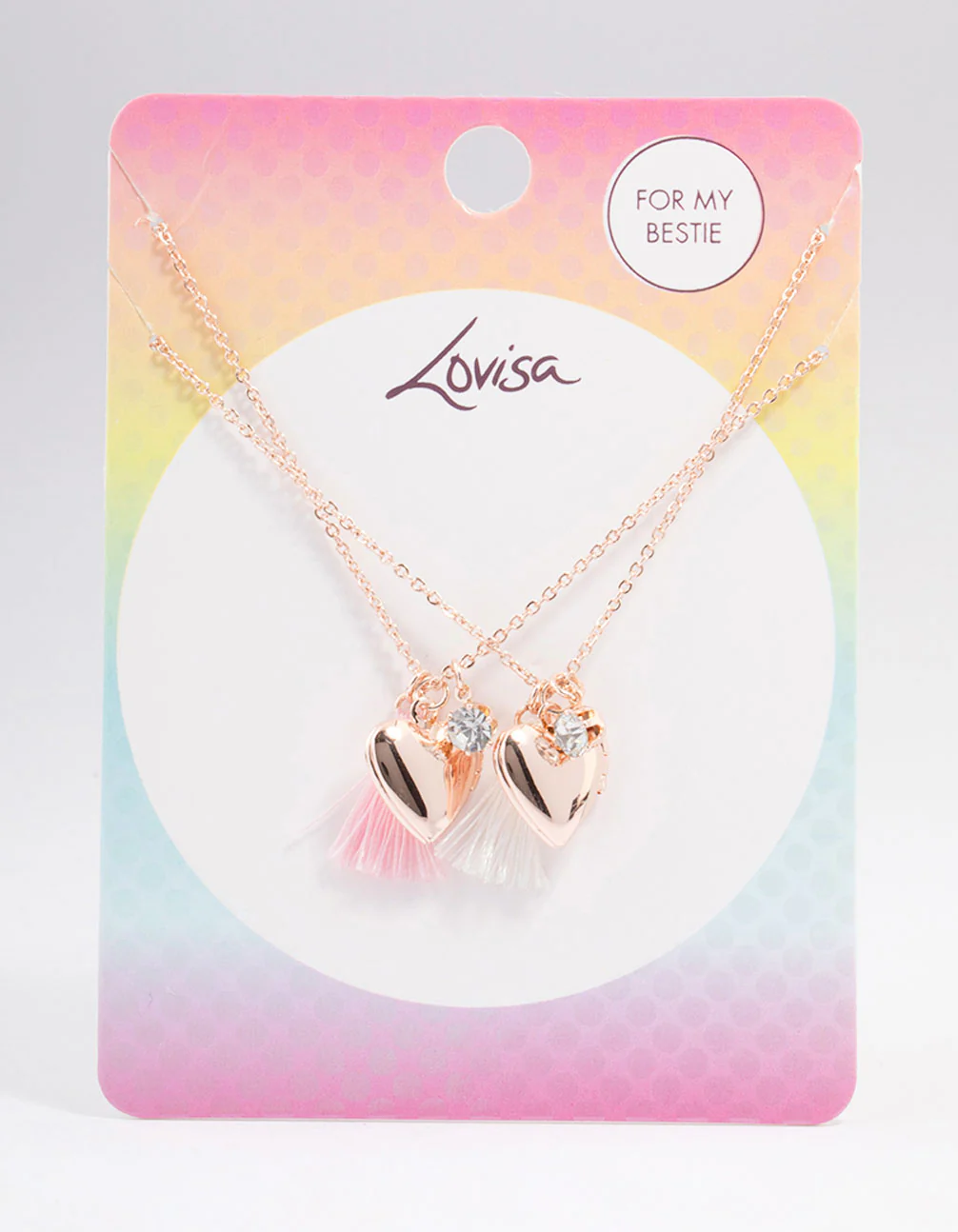 Kids Rose Gold Tassel Heart Locket Pendant Necklace Pack - Image 3
