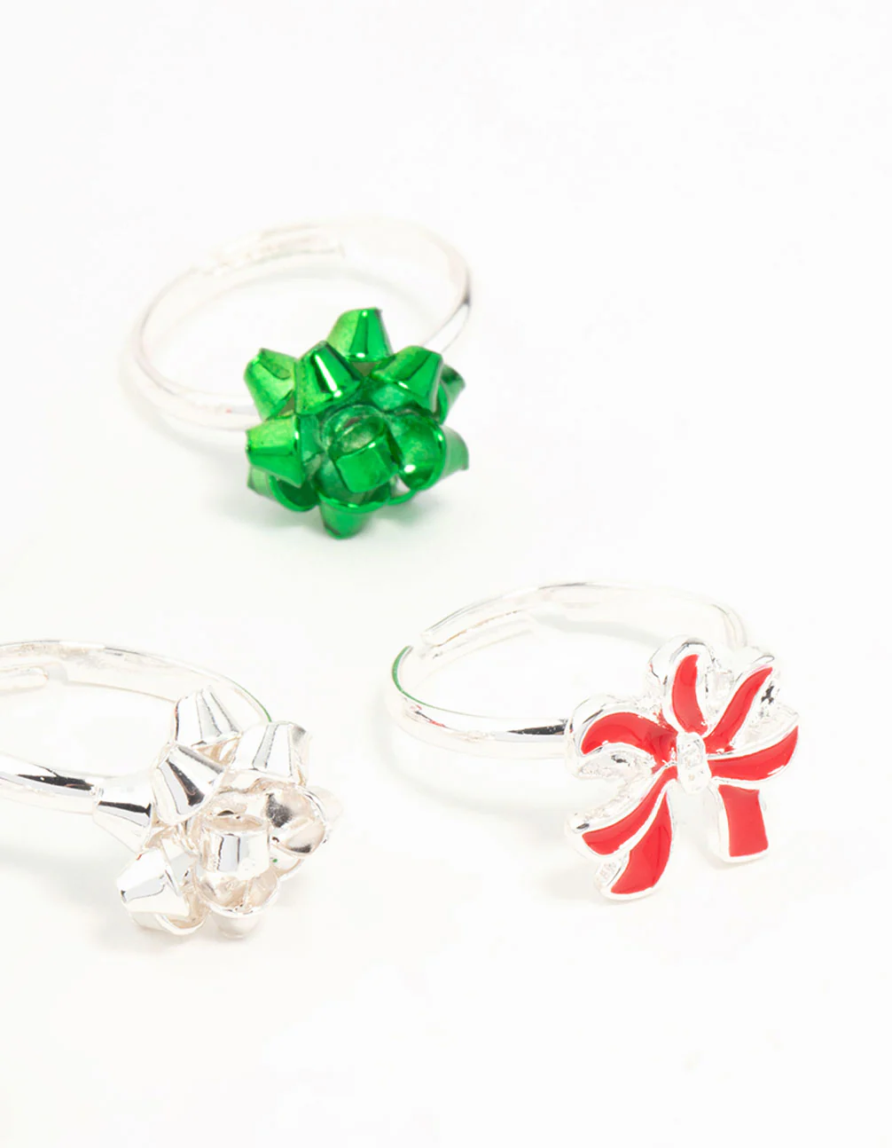 Kids Silver Bow & Santa Rings 6-Pack - Image 3