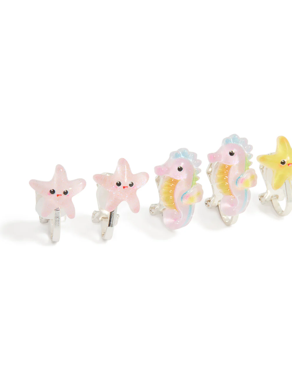 Kids Silver Cute Sea Clip-On Earrings 5-Pack - Image 2