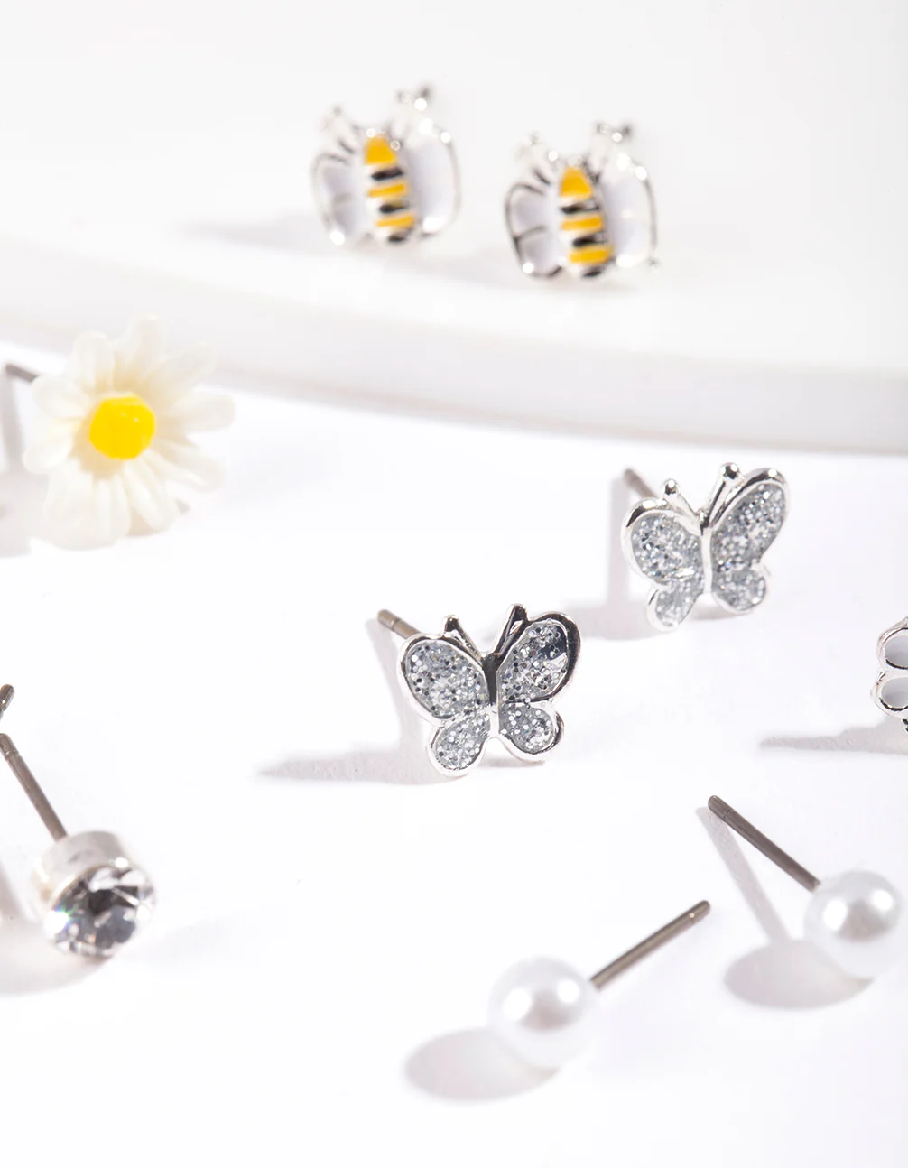 Kids Silver Daisy Stud Earring 6-Pack - Image 2