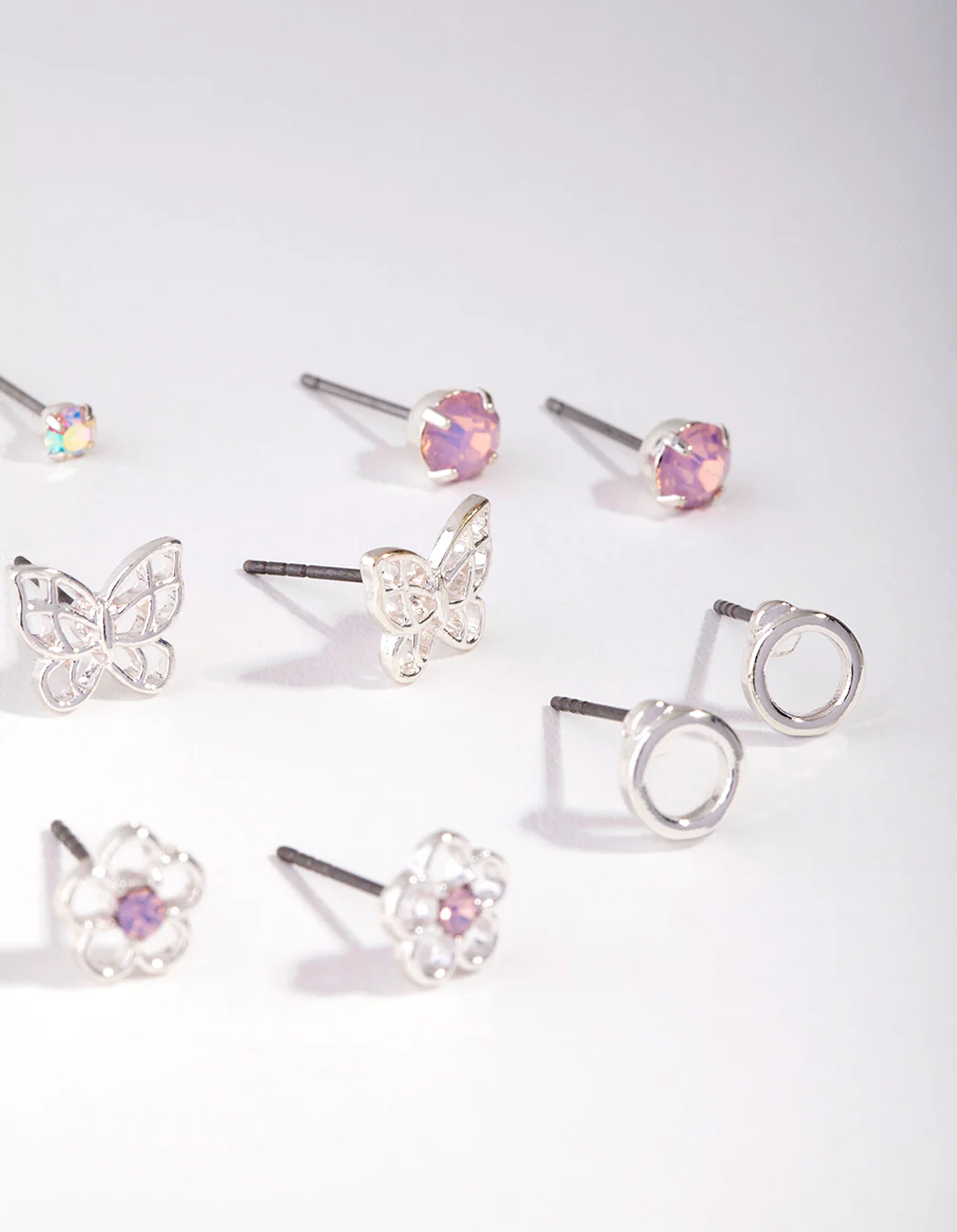 Kids Silver Butterfly & Flower 6-Pack Earring - Image 2
