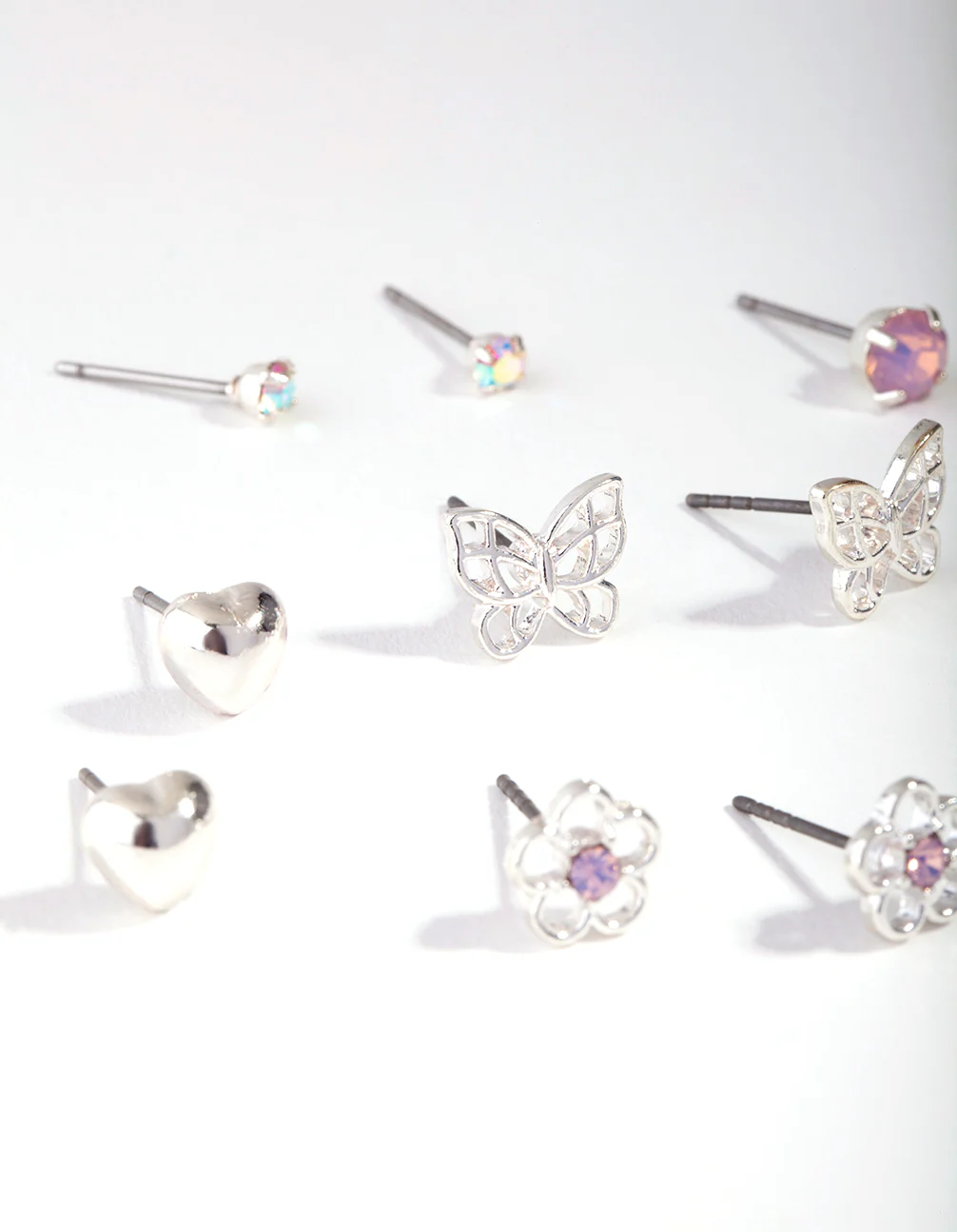Kids Silver Butterfly & Flower 6-Pack Earring - Image 3