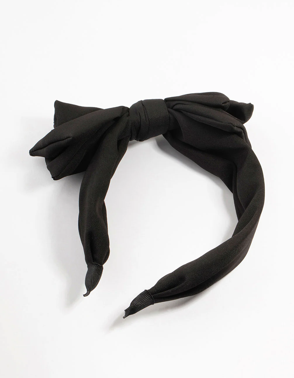Large Black Fabric Bow Headband - Image 3