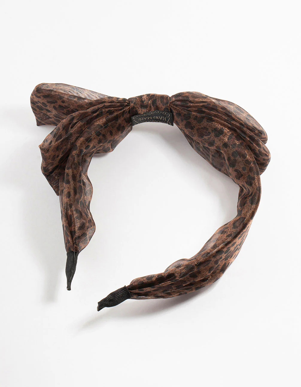 Large Brown Leopard Print Fabric Bow Headband - Image 3