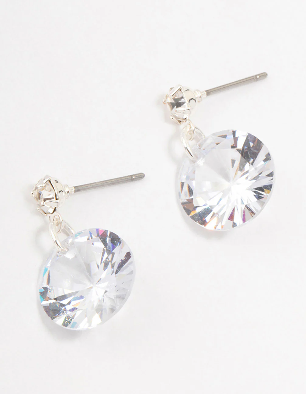 Large Cubic Zirconia Silver Drop Earrings
