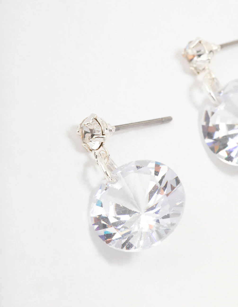 Large Cubic Zirconia Silver Drop Earrings - Image 2