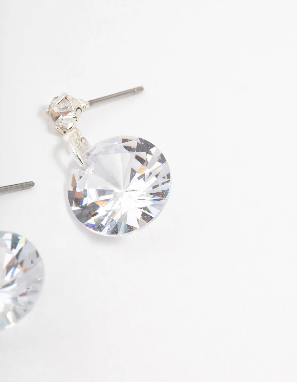 Large Cubic Zirconia Silver Drop Earrings - Image 3