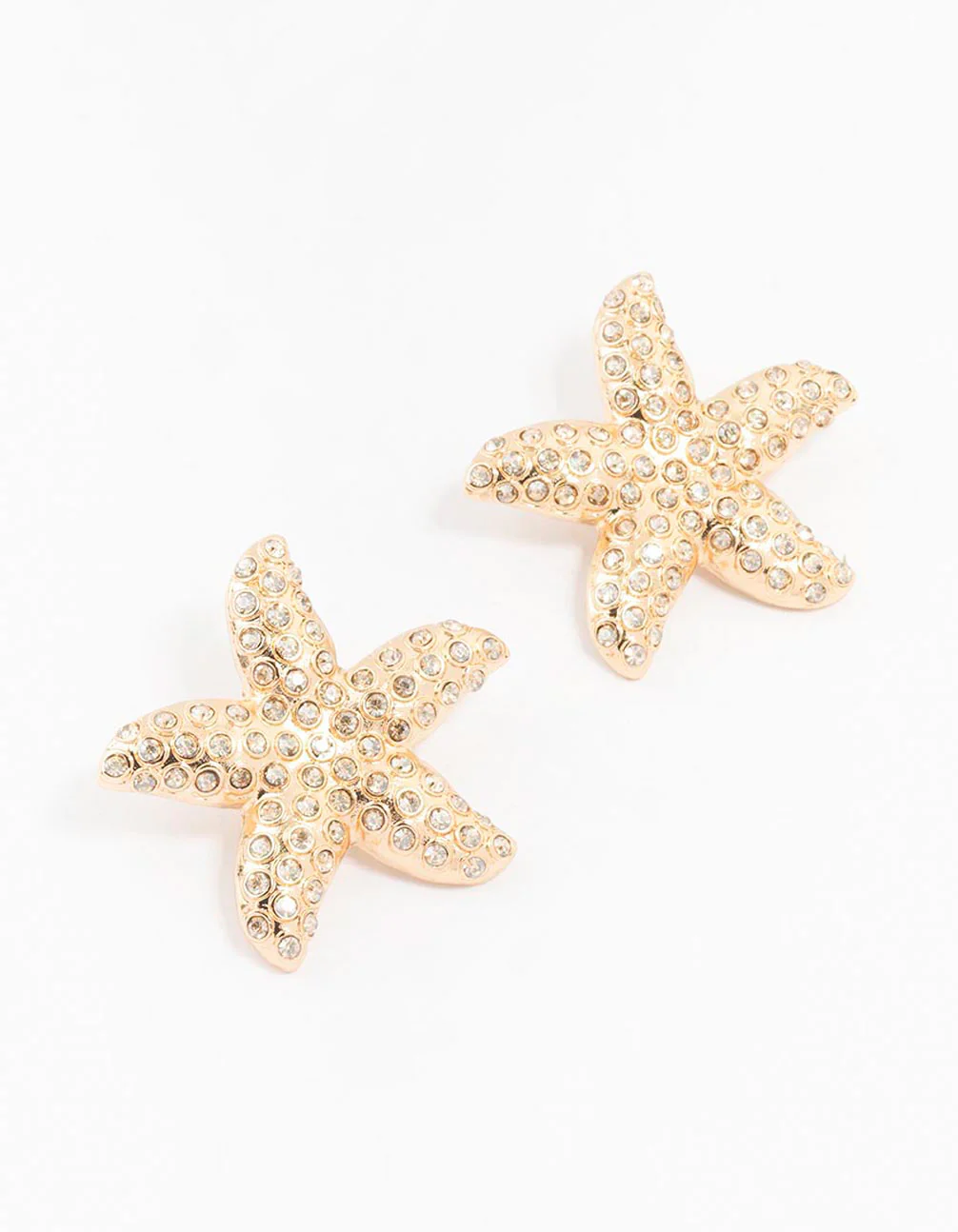 Large Diamante Starfish Stud Earrings - Image 2