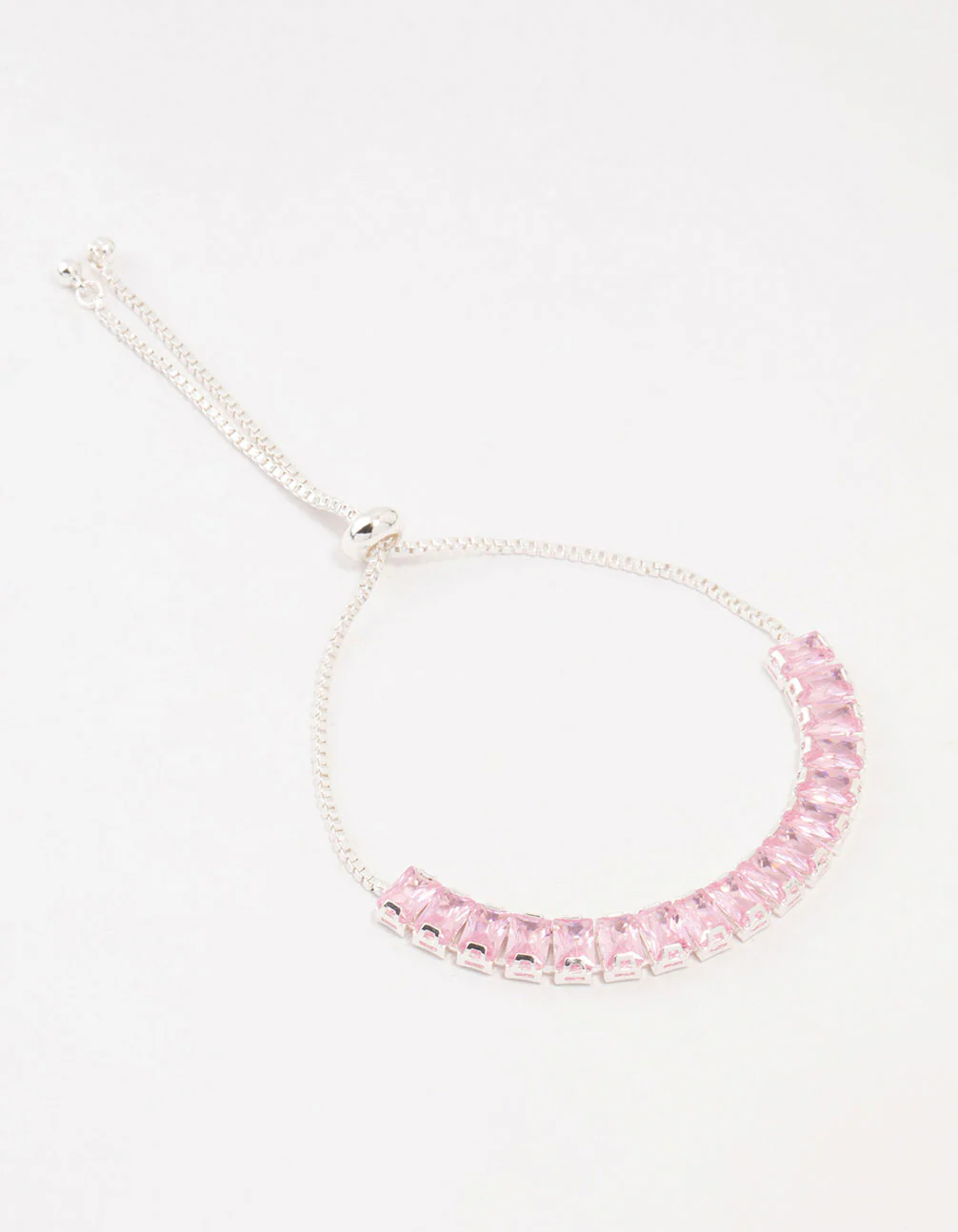 Large Pink Baguette Cubic Zirconia Toggle Bracelet