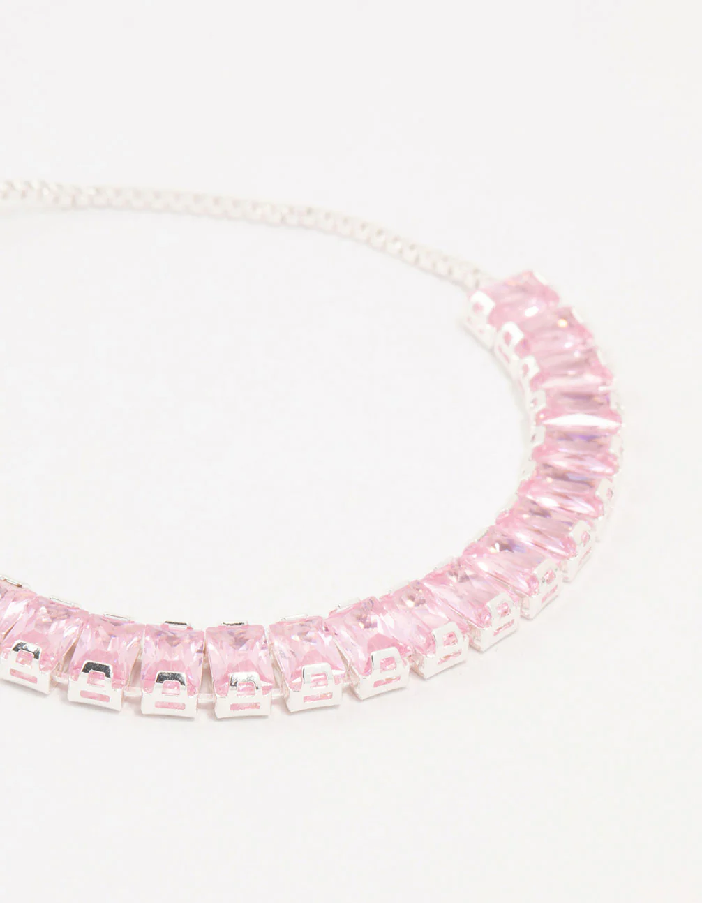 Large Pink Baguette Cubic Zirconia Toggle Bracelet - Image 2