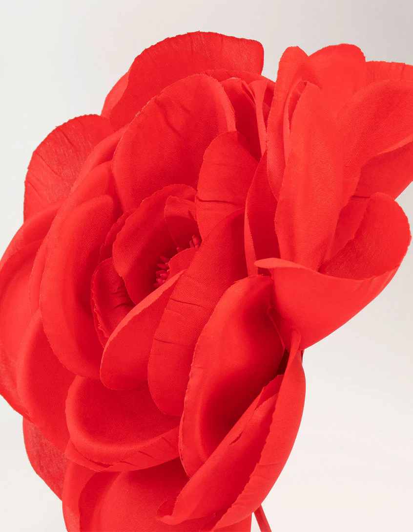 Large Red Fabric Flower Headband - Image 2