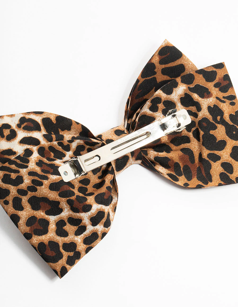 Leopard Print Fabric Bow Clip - Image 3