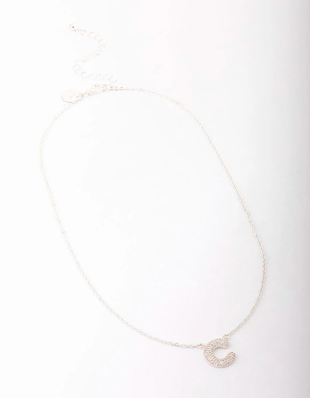 Silver Plated Pave Letter C Pendant  Necklace - Image 2
