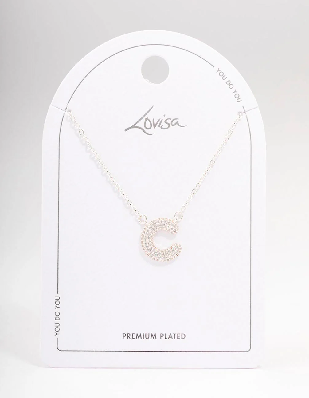 Silver Plated Pave Letter C Pendant  Necklace - Image 3