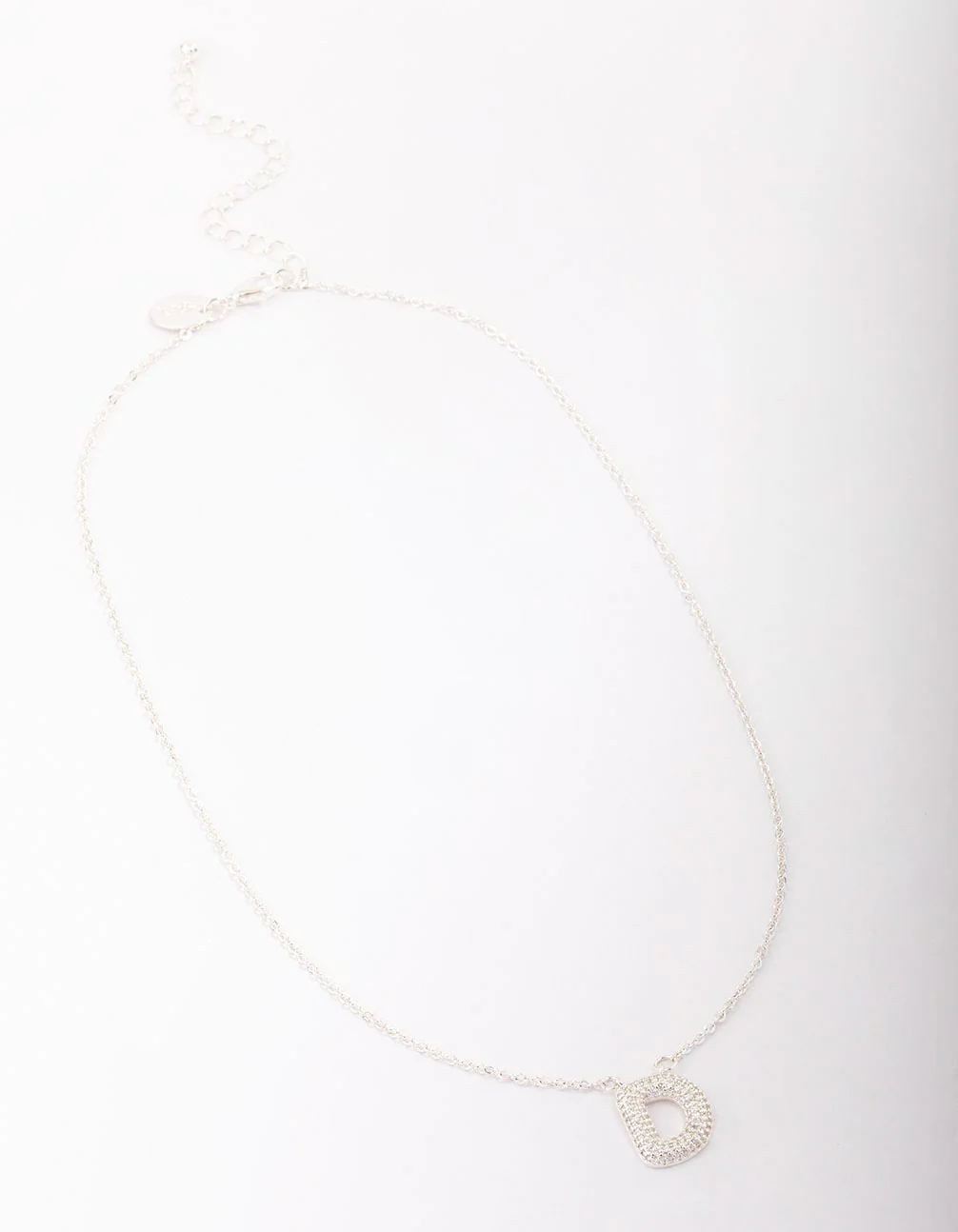 Silver Plated Letter D Pave Pendant  Necklace - Image 2