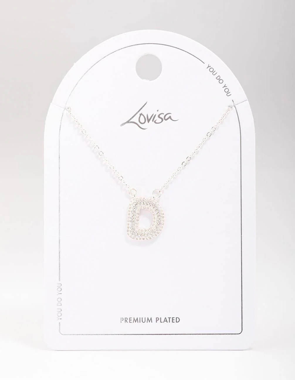 Silver Plated Letter D Pave Pendant  Necklace - Image 3