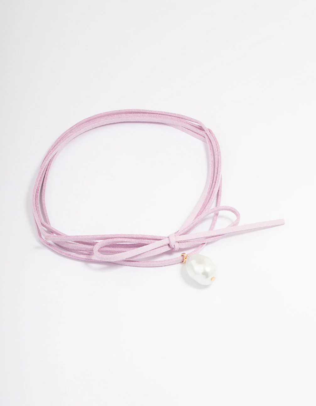 Lilac Fabric Wrapped Cord Pearl Choker - Image 2