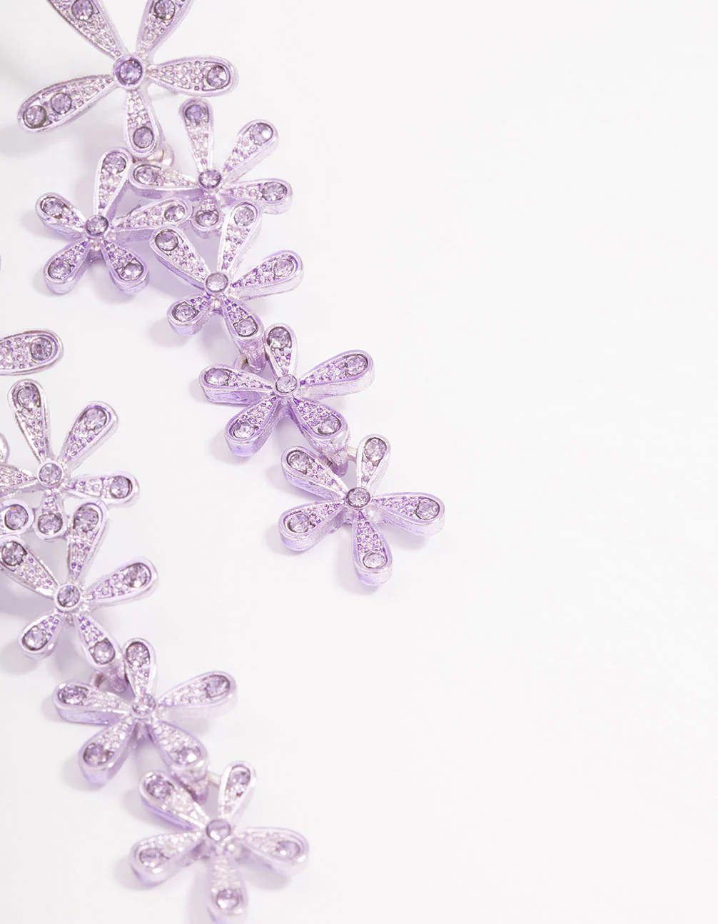Lilac Flower Cluster Drop Earrings - Image 3