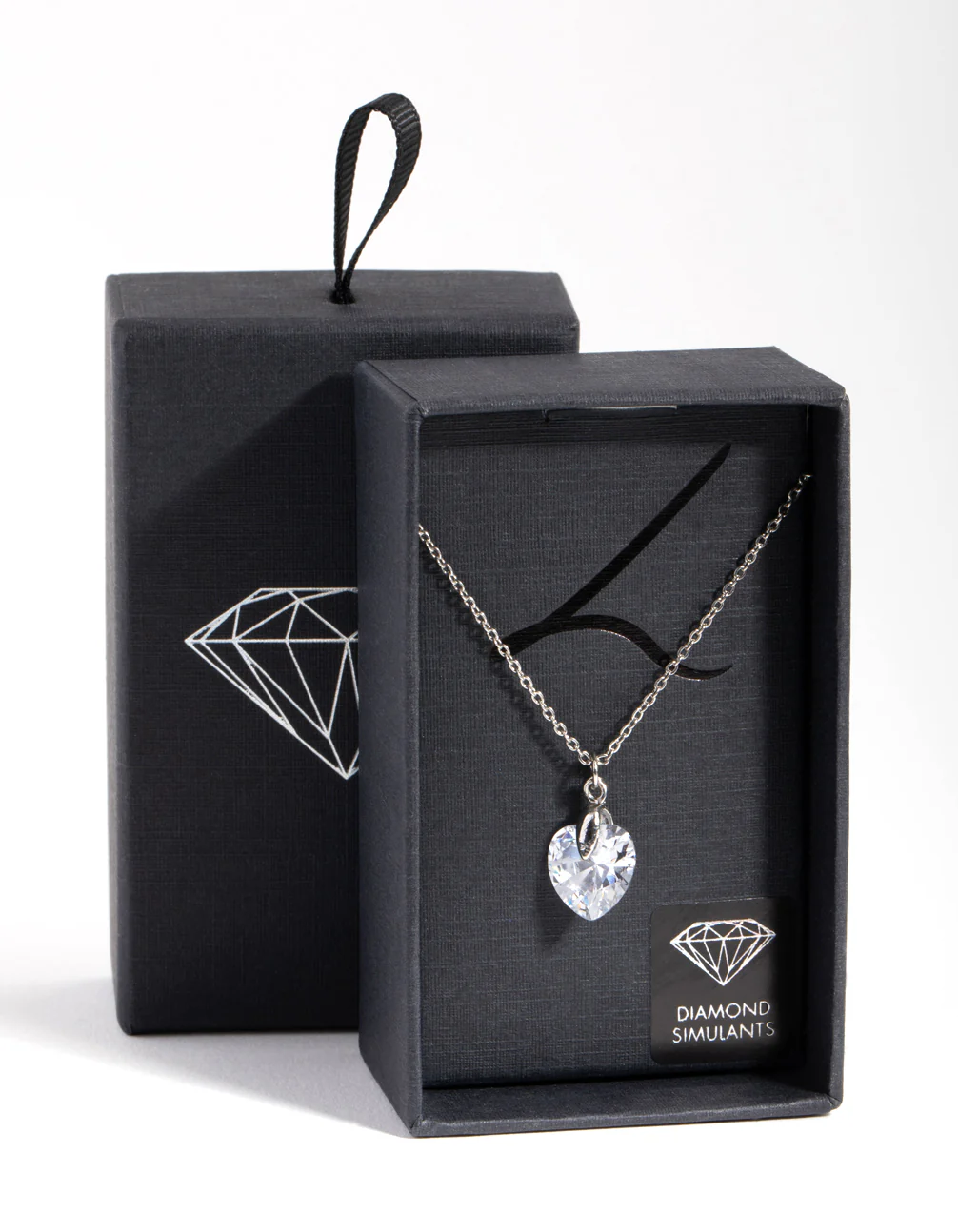 Silver Diamond Simulant Heart Necklace - Image 3
