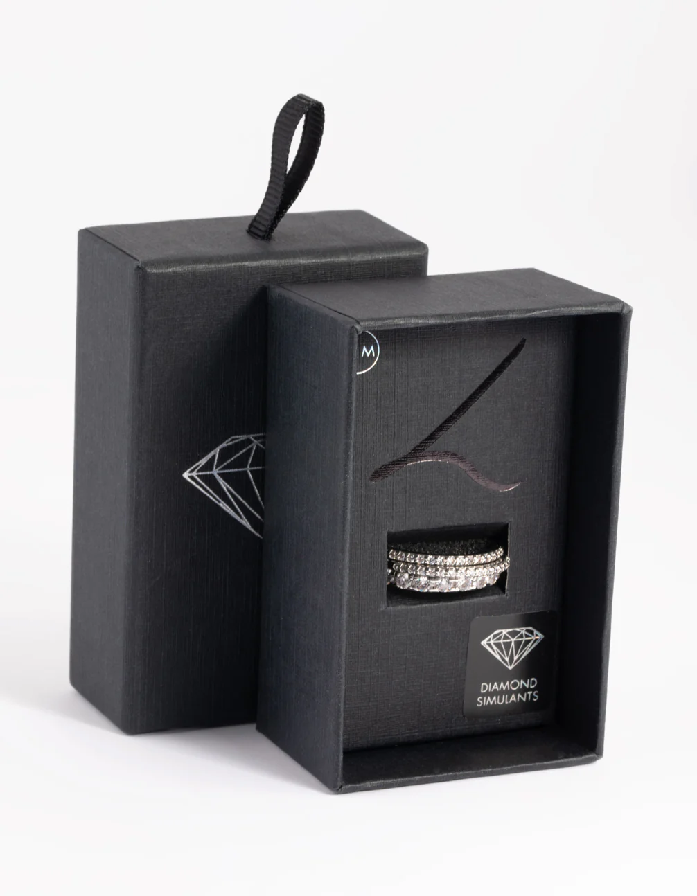 Rhodium Diamond Simulant Baguette Ring Pack - Image 3
