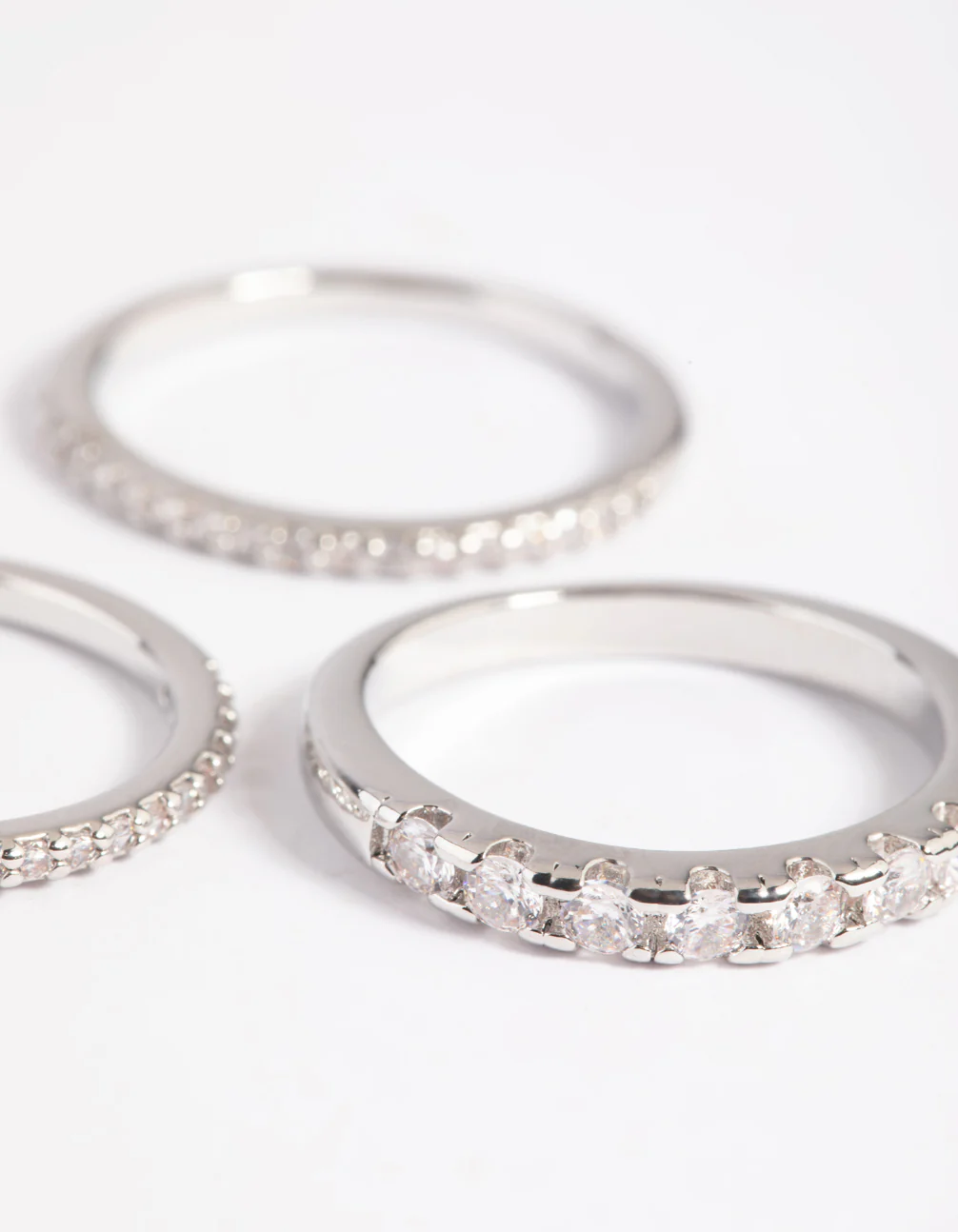 Rhodium Diamond Simulant Baguette Ring Pack - Image 4