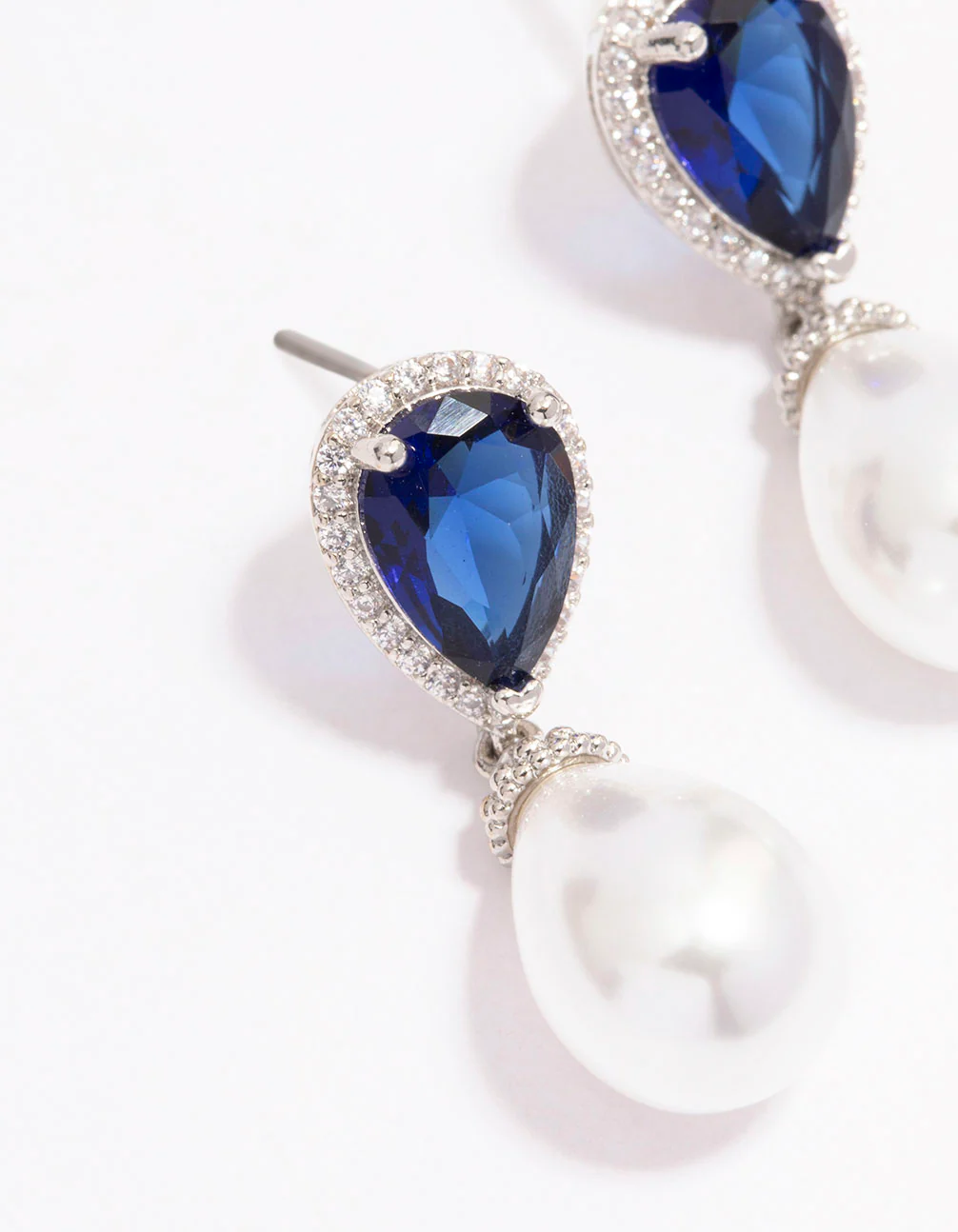 Silver & Pearl Drop Earrings - Image 2