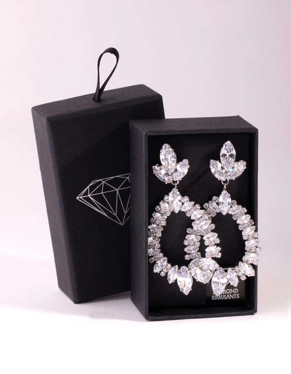 Silver Large Diamante Pear Drop - Image 3