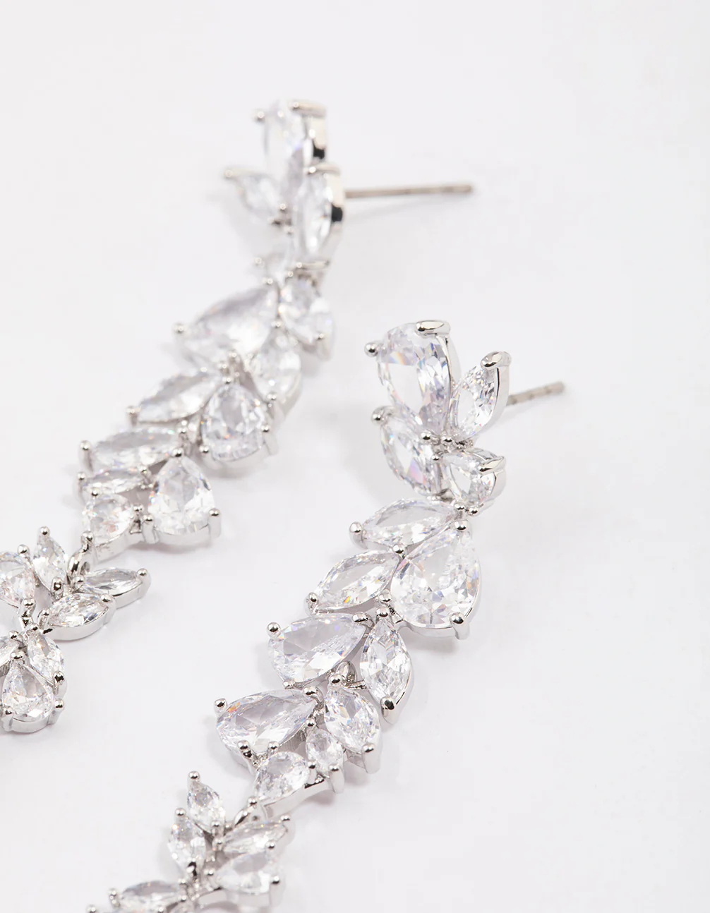 Silver Petal Drop Earrings - Image 2