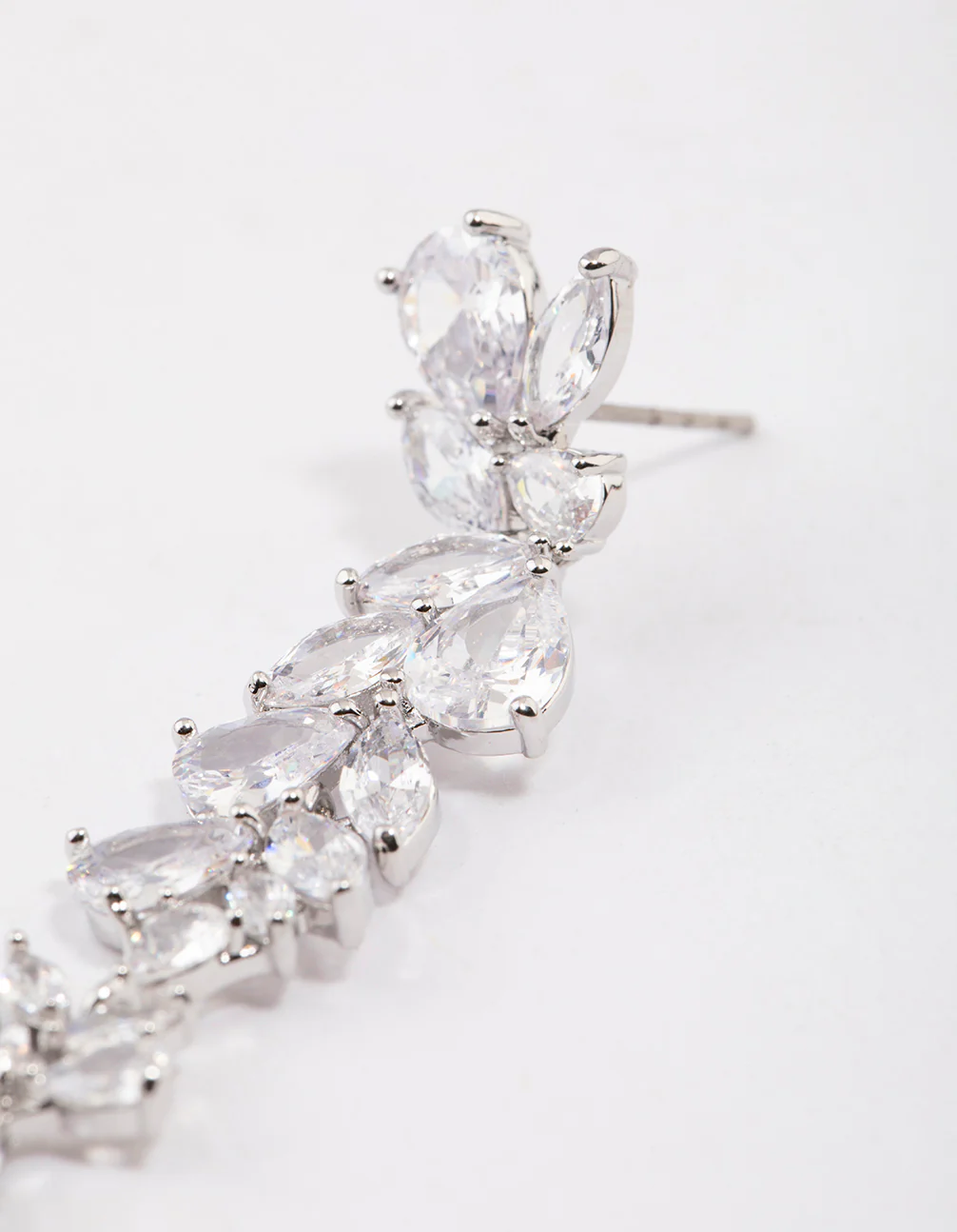 Silver Petal Drop Earrings - Image 3