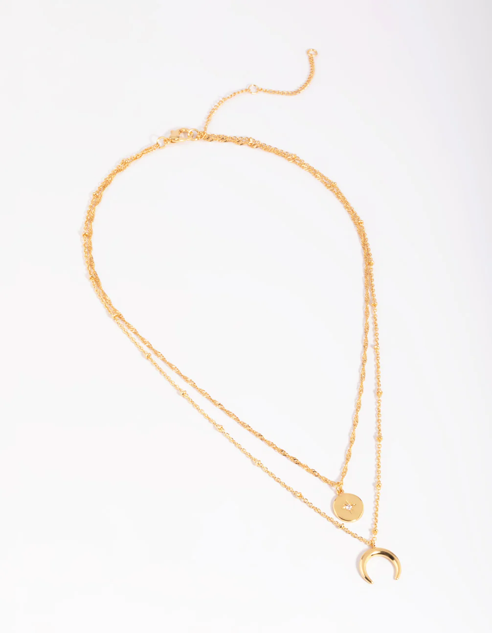 Gold Plated Brass Celestial Layered Necklace - Image 3