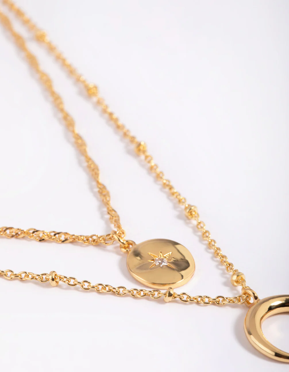 Gold Plated Brass Celestial Layered Necklace - Image 4