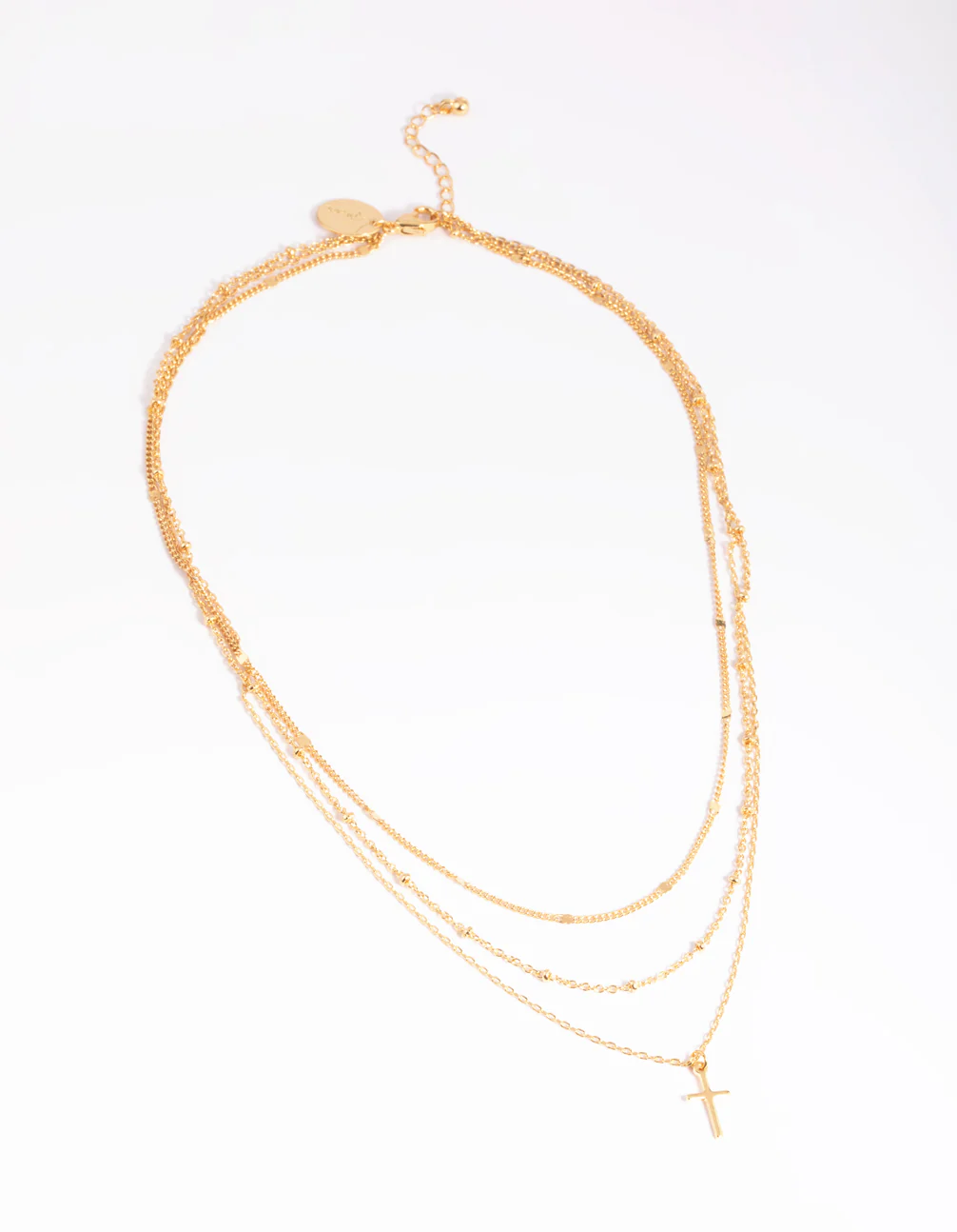 Gold Plated Brass Layered Cross Necklace - Image 3