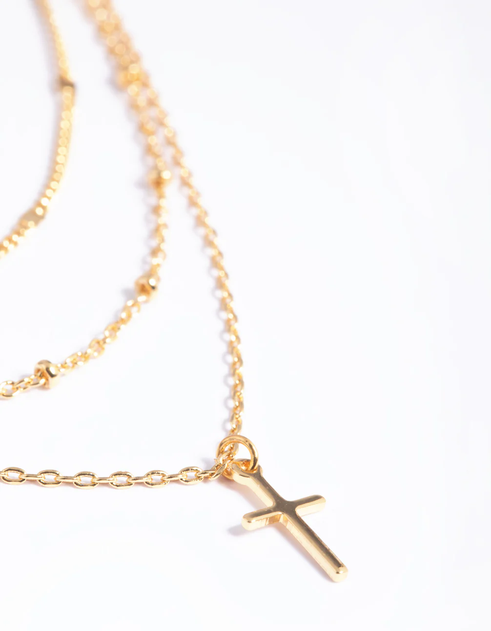 Gold Plated Brass Layered Cross Necklace - Image 4
